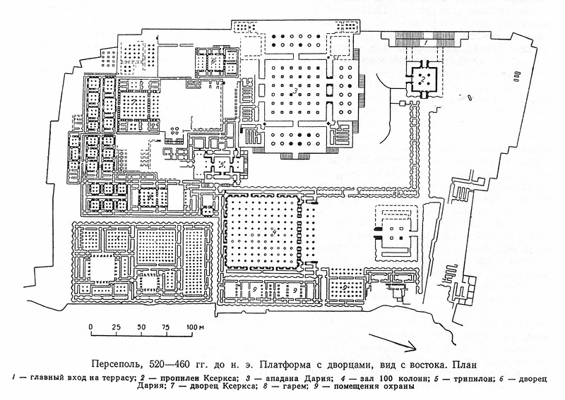 План платформы с дворцами, Персеполь, дворцовый комплекс