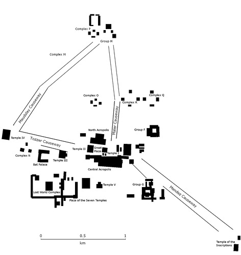 Схематичная карта, Город майя Тикаль