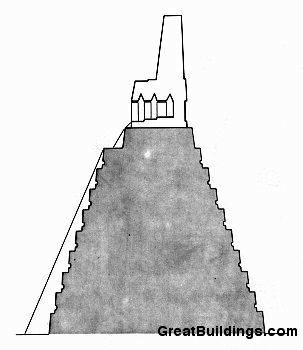 Храм 2, разрез, Город майя Тикаль