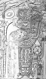 Правитель Тик’аля Йах-Нуун-Айин II, резьба на деревянной притолоке в Третьем храме, Город майя Тикаль