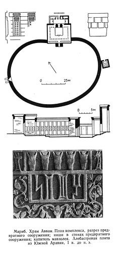 план, разрез, фрагмент плиты, Храм Аввам в Марибе