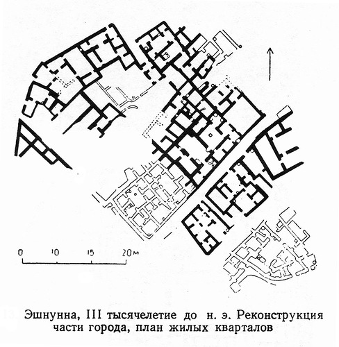 реконструкция части города, план жилых кварталов, Эшнунна