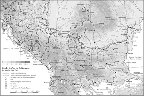 Карта Балкан, Система римских дорог