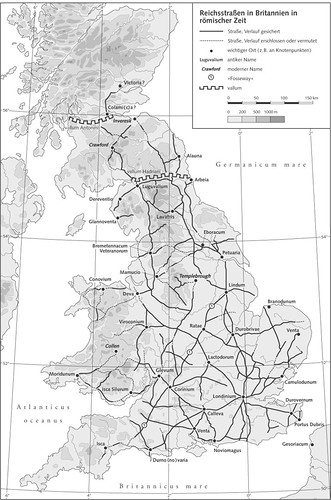 Карта Британии, Система римских дорог