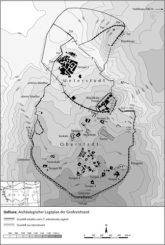 Археологический план времени расцвета города, Хаттуса или Хаттушаш