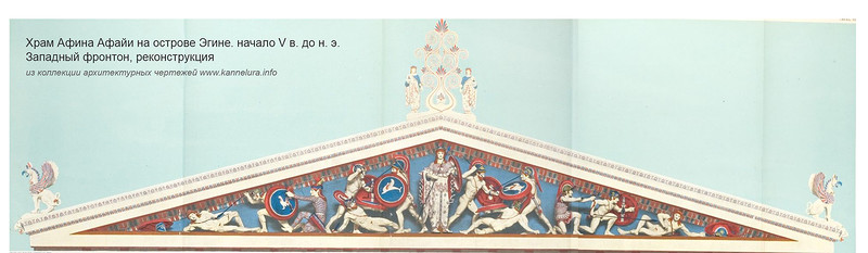 Реконструкция западного фронтона, Храм Афина Афайи на острове Эгине