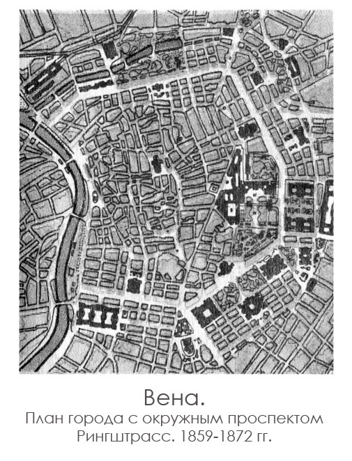 План города Вены с окружным проспектом Рингштрасс, Реконструкция Вены