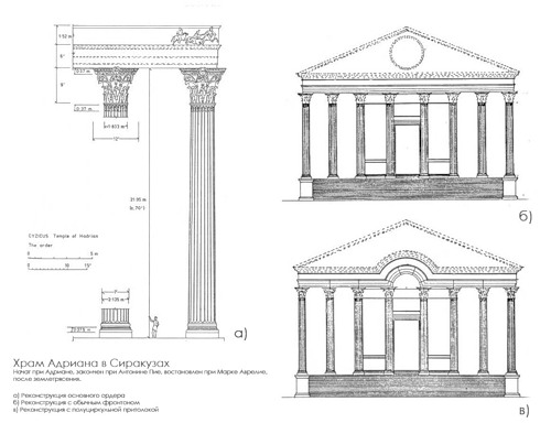 фасад и ордер, Храм Адриана в Сиракузах