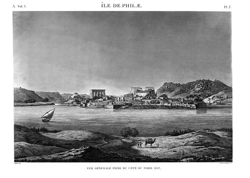 вид острова с северо-востока, Храмовый комплекс Изиды на острове Филе в Египте