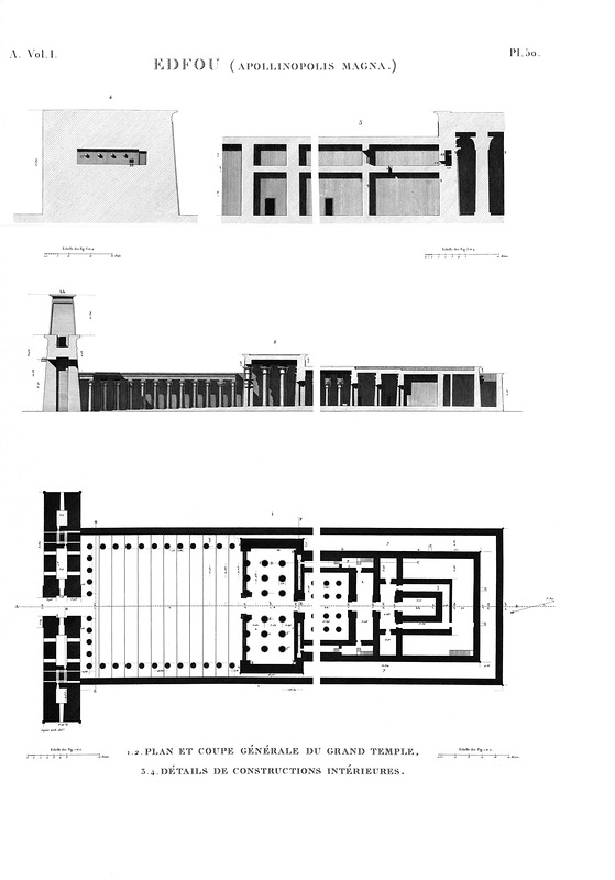 план и разрезы, Храм Хора в Эдфу