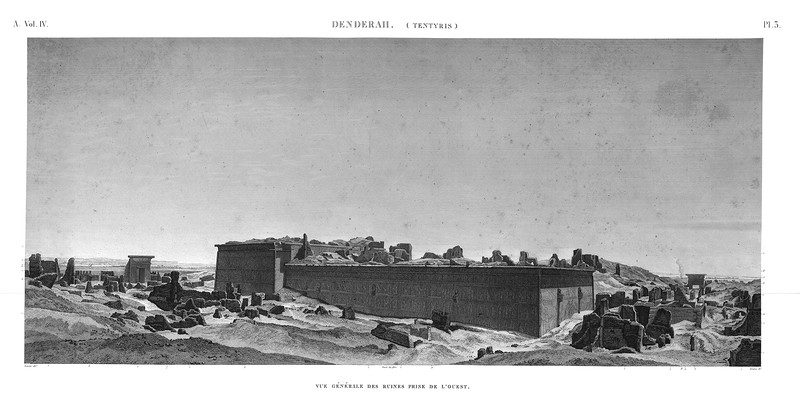 руины, гравюра, Святилище Хатхор в Дендре