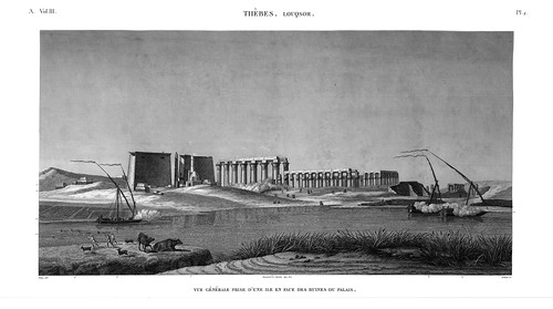 Общий вид со стороны Нила (начало XIX в.), Храм Амона в Луксоре