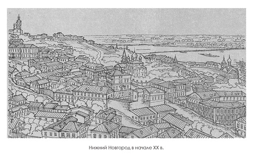 в начале XX в., панорама, Нижний Новгород, кремль и генплан