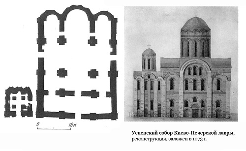 план и фасад, Успенский собор Печерского монастыря (Киево-Печерской лавры), реконструкция