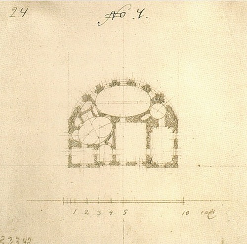 План Малого («Полуциркульного») дворца Екатерины II. 1776 г., архитектор Баженов, Царицыно