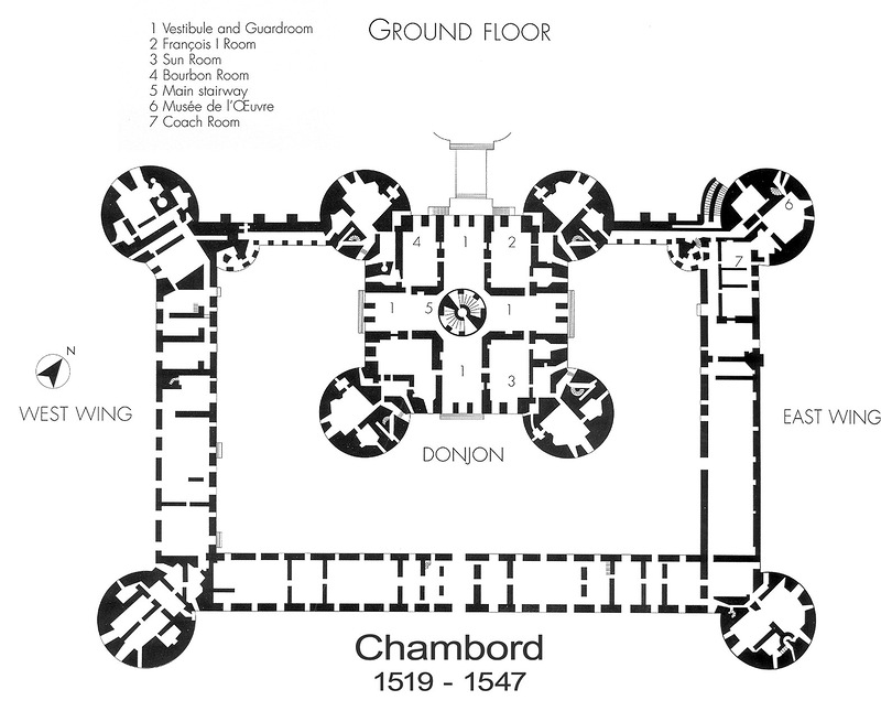 План первого этажа, Замок Шамбор