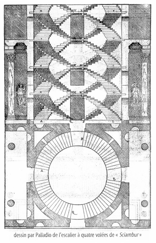 Лестница Леонардо, чертеж Андреа Палладио, Замок Шамбор