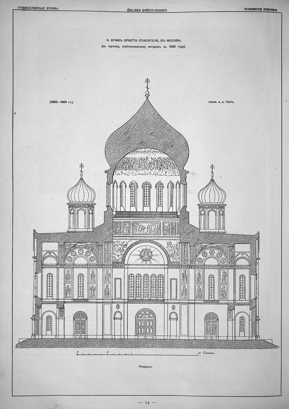 Храм Христа Спасителя в Москве, разрез