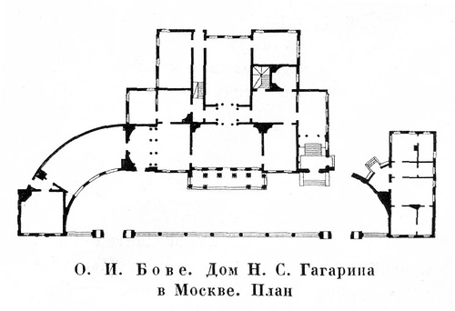 план, Дом Гагарина в Москве на Новинском бульваре (позднее Книжная палата)