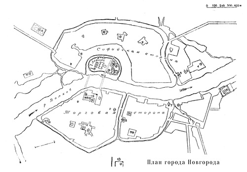 схематичный план центра, Генпланы и кремль Великого Новгорода