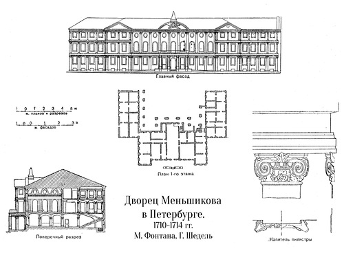 чертежи, Дворец Меньшикова в Петербурге