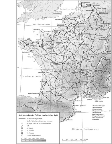 Карта Галлии (Франция), Система римских дорог