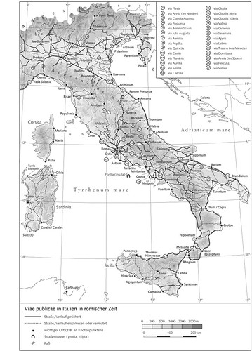 Карта Италии (Апеннинскийп-ов), Система римских дорог
