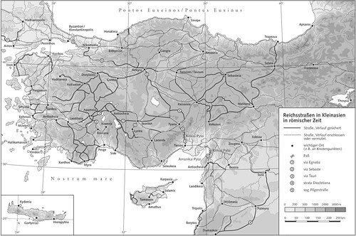 Карта Малой Азии (Турция), Система римских дорог