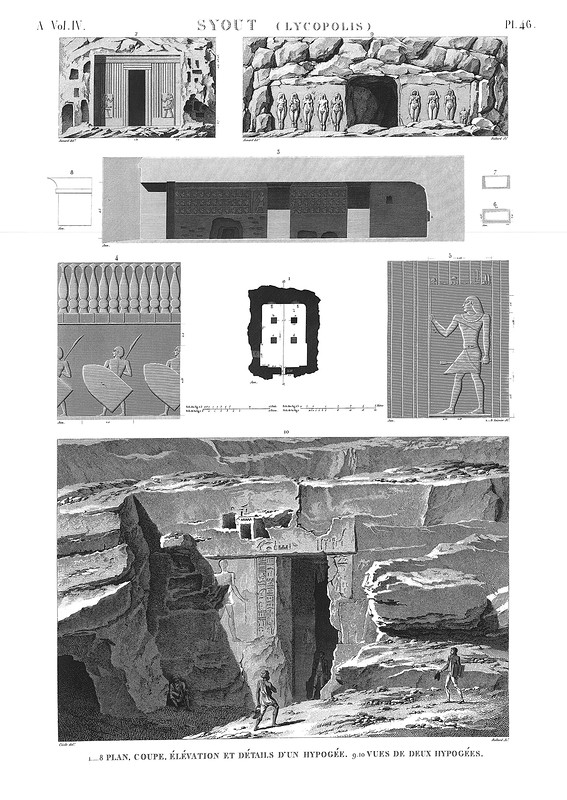 Чертежи, лист 2, Скальные гробницы в Ликополе (Асьюте)