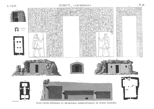 Чертежи, лист 4, Скальные гробницы в Ликополе (Асьюте)