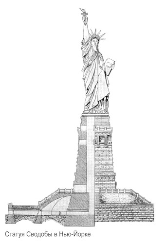фасад и разрез, Статуя Сводобы в Нью-Йорке