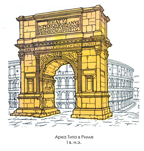 вид на фоне Колизея, Триумфальная арка Тита