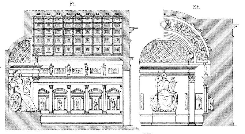 разрез c деталировкой интерьера, Храм Венеры и Ромы