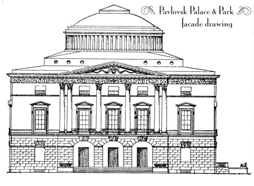 план первого этажа с пристроенными крыльями, Большой дворец в Павловске (Павловский дворец)