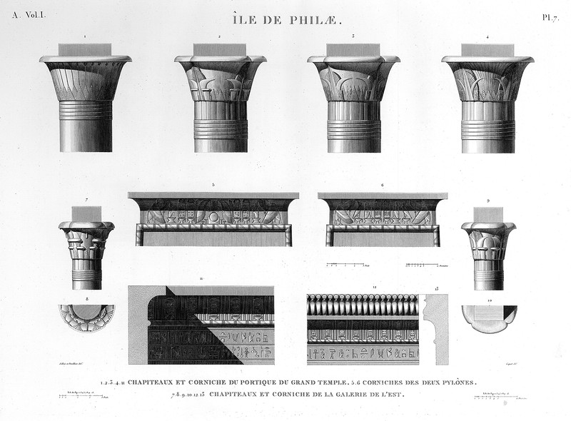 капители храма Изиды, Храмовый комплекс Изиды на острове Филе в Египте
