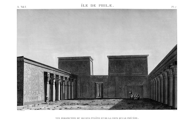 второй пилон и перистильный двор храма Изиды, Храмовый комплекс Изиды на острове Филе в Египте