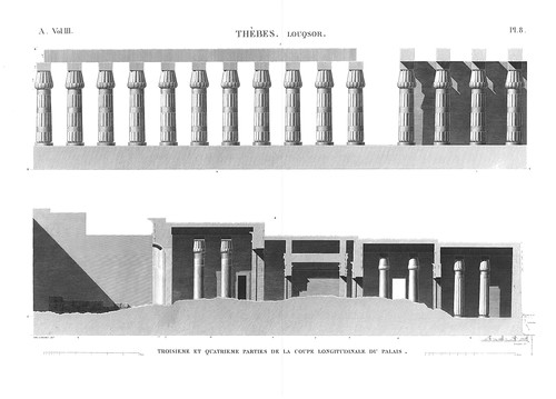 Разрезы третьего и четвертого дворов, Храм Амона в Луксоре