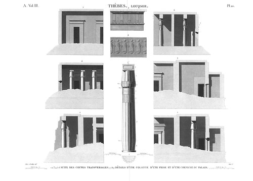 Ордер, поперечные разрезы, карниз, Храм Амона в Луксоре