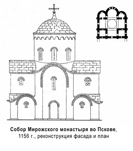 фасад, Спасо-Преображенский собор Спасо-Мирожского монастыря во Пскове