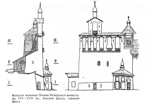 фасады, Большая звонница Псково-Печерского монастыря, XVI-XVII в.