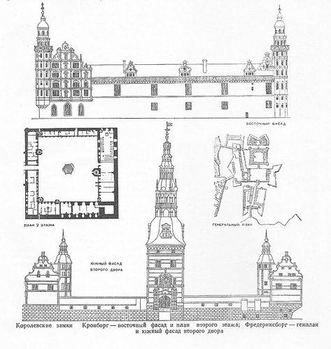 чертежи, Датские королевские замки Кронборг и Фредериксборг
