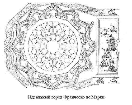 чертеж, лист 1, Идеальные города Франческо де Марки