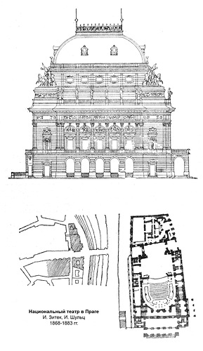 фасад и план, Национальный театр в Праге
