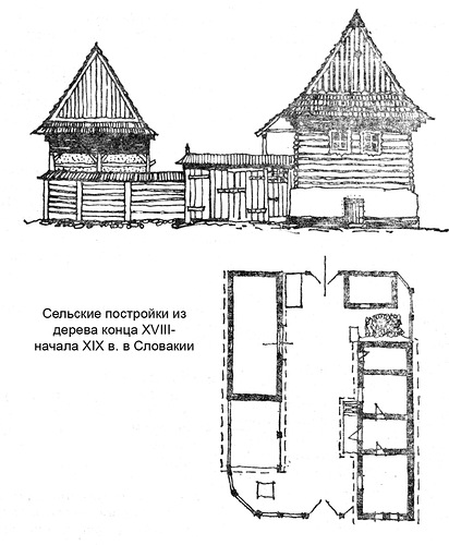 чертежи, Сельские постройки из дерева конца XVIII- начала XIX в. в Словакии