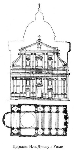 План и фасад, Церковь Иль Джезу в Риме
