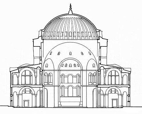 Поперечный разрез, Собор Святой Софии в Константинополе (Айя-София в Стамбуле или Софийский собор)