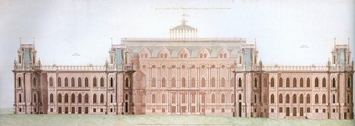 Большой дворец М.Ф.Казакова, Фасад Большого дворца. 1-й вариант, Царицыно