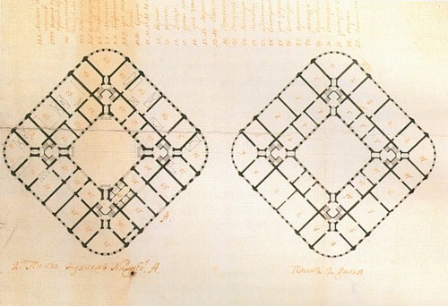 План первого и второго этажей Кухонного корпуса. Начало 1780-х., архитектор Баженов, Царицыно