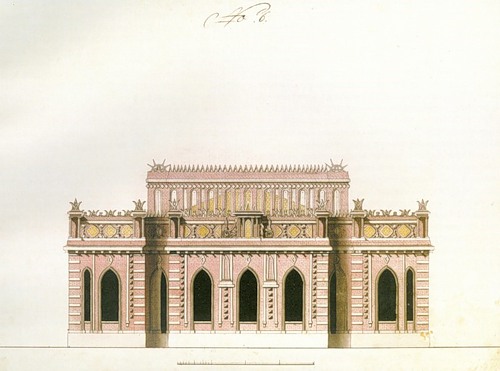 Фасад Камер-юнфарского корпуса. 1770-е., построен в 1776-1778, разобран в 1795 году, архитектор Баженов, Царицыно