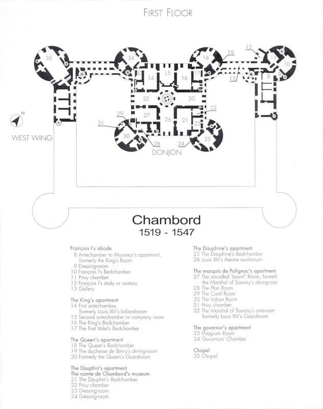 План второго этажа, Замок Шамбор